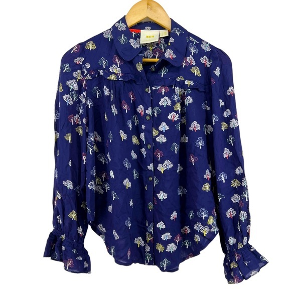 Maeve Tops - Maeve Anthropologie Colorful Tree Print Button Front Modal Shirt 4P